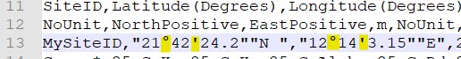 LeafWeb expects latitude and longitude to be in decimal, for example, 21.706722 and 12.234208